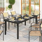 Tavolo da Pranzo da Giardino per 8 Persone in Alluminio e Plastica, Nero - immagine 2
