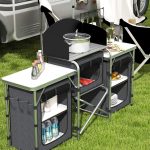 Cucina da Campeggio Pieghevole a 3 Piani con 5 Ripiani Interni e 4 Ganci, 172x48x119 cm, Nero - immagine 8