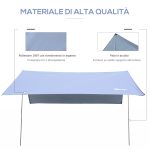 Tenda da Sole Portatile 3x3 m, Tendalino Parasole Impermeabile per Campeggio, e Spiaggia, Bianco - immagine 4
