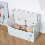 Panca Contenitore con Schienale in Legno per Bambini da 3-6 Anni, 60x30x50 cm, Azzurro - immagine 7