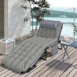 Lettino da Giardino Pieghevole e Reclinabile con Tasca Laterale, 68x189x30 cm, Nero e Grigio - immagine 9