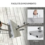 Base per Ombrellone da 28kg in Granito con Maniglia Estensibile e Rotelle, 41x41x37.5cm, Grigio - immagine 6