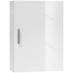 Armadietto Bagno da Parete in Legno con 3 Ripiani Regolabili in Vetro su 3 Livelli, 40x15x55 cm, Bianco