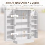 Armadio da Cucina con 5 Ripiani Centrali e 2 Ripiani Laterali a 6 Livelli, in MDF, 60x30x104 cm, Bianco - immagine 7
