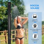 Doccia Solare da 20L con Rubinetto Inferiore e Temperatura Regolabile, in Lega di Zinco, 15.5x15.5x222 cm, Nero - immagine 4