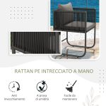 Set da Giardino 3 Pezzi in Rattan con 2 Sedie 50x51.5x67 cm e Tavolo 110x60x75 cm in Legno Composito - immagine 4