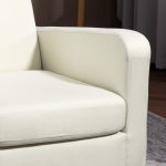 Poltroncina da Camera Moderna in Tessuto con Braccioli, 66x72x74 cm, Crema - immagine 9