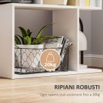 Mobile Libreria in Legno a 5 Ripiani con Divisorio, 60x24x184.5 cm, Bianco - immagine 5