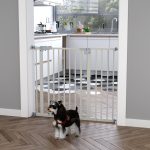 Cancelletto per Cani Estensibile con Montaggio a Pressione e Chiusura Automatica Altezza 76.2cm, Bianco - immagine 2