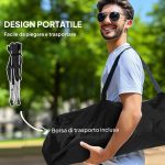 Sedia da Campeggio Pieghevole e Reclinabile con Poggiapiedi Rimovibile, Poggiatesta e Portabicchieri, Nero - immagine 6
