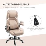 Sedia da Ufficio Reclinabile con Altezza Regolabile in Tessuto, 68x76x109-117 cm, Marrone Chiaro - immagine 4