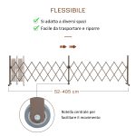 Recinzione Estensibile Autoportante in Acciaio e Alluminio, Larghezza 52-405 cm, Marrone scuro - immagine 5