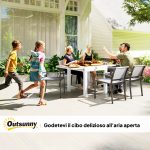 Tavolo da Pranzo da Giardino Allungabile 80-160 cm per 4-6 Posti, Bianco - immagine 9
