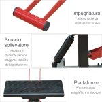 Cavalletto Alzamoto ad Altezza Regolabile con Manovella, in Acciaio e Gomma, 28x17.5x24.5-35.5 cm, Nero e Rosso - immagine 6