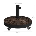 Base per Ombrellone da Giardino Rotonda a 4 Ruote con Freni, in Acciaio e Resina, Ø52x41 cm, Bronzo e Nero - immagine 3