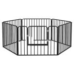 Recinto per Cani a 6 Pannelli Modulabili da Interno ed Esterno, in Acciaio, 164x83x60 cm, Nero