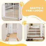 Cancelletto per Cani Estensibile con Montaggio a Pressione e Chiusura Automatica Altezza 76.2cm, Bianco - immagine 8