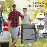 Sdraio da Giardino Pieghevole e Reclinabile a 5 Livelli con Tavolino Laterale e Tasca, 60x190x31 cm, Grigio e Nero - immagine 7