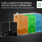 Bidone Immondizia a 3 Sezioni da 20L con Chiusura Silenziosa, in Acciaio Inox e PP, 61.9x36.6x56.7 cm - immagine 5