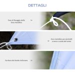 Tenda da Sole Portatile 3x3 m, Tendalino Parasole Impermeabile per Campeggio, e Spiaggia, Bianco - immagine 6