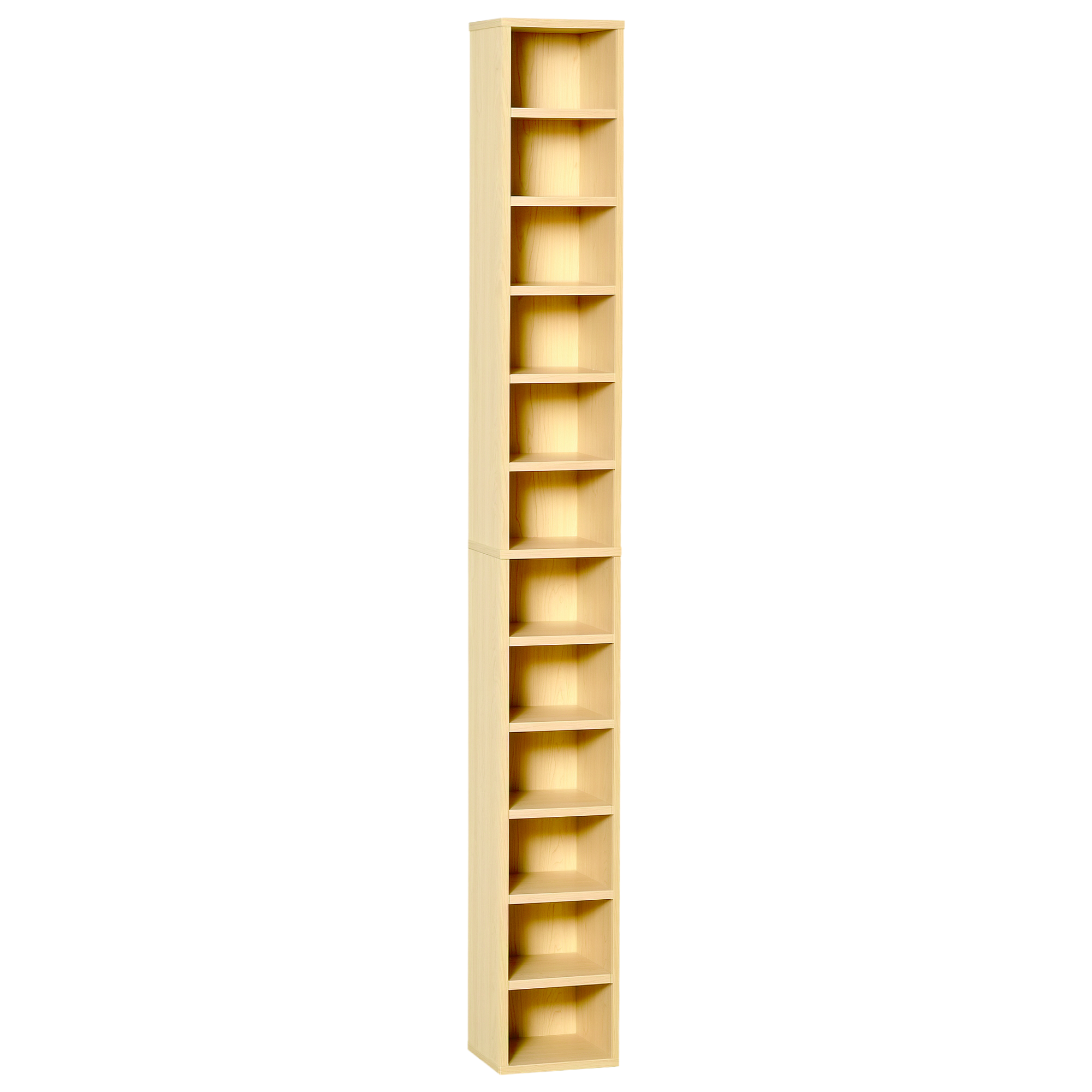 M6517e197450976ea.png Mobile Libreria Porta CD a 12 Ripiani per 204 CD, in MDF e Truciolato, 21x20x175 cm, color Legno - immagine 1