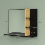 Specchiera Bagno Moderna da Parete a 4 Ripiani in Legno, 45x15x58.5cm, Nero - immagine 3