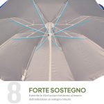 Ombrellone da Spiaggia Inclinabile con Fodera Riflettente, in Acciaio e Poliestere, Ø1.7x2.05 m, Blu - immagine 6