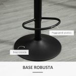 Set 2 Sgabelli Bar con Schienale e Poggiapiedi, Altezza Regolabile e Seduta Imbottita, Grigio - immagine 6