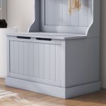 Mobile Appendiabiti 3 in 1 con 4 Ganci e Panca Contenitore, in Legno, 71.5x39.5x170 cm, Grigio - immagine 9