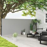Tenda Laterale Retrattile 400x160 cm con Maniglia, in Metallo, Alluminio e Poliestere, Grigio Chiaro - immagine 2