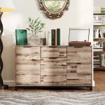 Credenza Buffet in stile Industriale con Cassetto e 3 Armadietti, in Legno Marrone, 120x36.5x70 cm - immagine 8