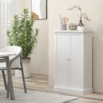 Armadio da Cucina con 5 Ripiani Centrali e 2 Ripiani Laterali a 6 Livelli, in MDF, 60x30x104 cm, Bianco - immagine 9