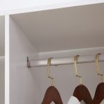 Armadio Guardaroba a Rotelle con 2 Barre e 3 Ripiani Aperti, in Legno e Alluminio, 120x40x128 cm, Bianco - immagine 9