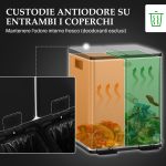 Bidone Immondizia a 2 Sezioni da 20L con Chiusura Silenziosa, in Acciaio Inox e PP, 45.8x36x51.6 cm - immagine 5