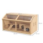 Gabbia per Criceti con Piattaforma, Scalette, Capanna e Ponte, in Legno di Abete, 85x45x44 cm - immagine 3