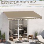 Telo di Ricambio per Tenda a Bracci in Poliestere Anti UV da 4x2.5m, Beige - immagine 6