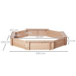 Sabbiera per Bambini con Sedili e Copertura, Età 3-8 Anni, 139.5x139.5x21.5cm, Colore Legno - immagine 3
