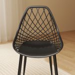 Set 4 Sedie da Pranzo Moderne con Schienale Traforato in Plastica e Gambe in Metallo, Nero - immagine 9