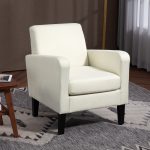 Poltroncina da Camera Moderna in Tessuto con Braccioli, 66x72x74 cm, Crema - immagine 2
