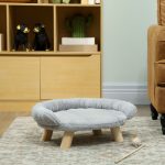 Cuccia Divanetto per Cani e Gatti Sfoderabile in Peluche con Schienale, 47x40x20 cm, Grigio - immagine 8