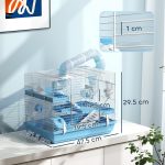 Gabbia per Criceti a 3 Piani con Casetta, Ruota, Ciotola per Cibo, Bottiglia e Tubi, Azzurro - immagine 3
