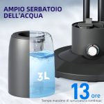 Ventilatore Nebulizzatore a 3 Velocità, Oscillazione 75° e Nebulizzazione Regolabile, Nero - immagine 7