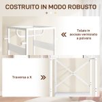 Appendiabiti da Terra con Asta e 2 Ripiani Aperti, in Legno e Acciaio, 38.5x30x170 cm, Bianco e color Legno - immagine 6
