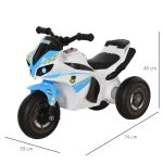 Moto Giocattolo Cavalcabile a 3 Ruote per Bambini 18-36 Mesi Stile Polizia con Musica e Fari, Azzurro - immagine 3