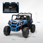 Macchina Elettrica per Bambini 24V a 2 Posti con Telecomando e 3 Velocità, Età 3-8 Anni, Blu - immagine 3