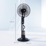 Ventilatore Nebulizzatore Regolabile 3 Velocità e 3 Modalità, Oscillazione a 75°, Telecomando, Nero - immagine 3