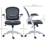 Sedia da Ufficio Ergonomica con Schienale a Rete e Altezza Regolabile, 65.5x61.5x88-97.5cm, Grigio - immagine 3
