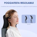 Sedia da Ufficio con Supporto Lombare e Poggiatesta, Seduta Girevole con Altezza Regolabile, Nero - immagine 4