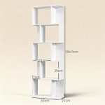 Mobile Libreria in Legno a 5 Ripiani con Divisorio, 60x24x184.5 cm, Bianco - immagine 3