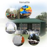 Gazebo da Giardino 6x3 m per Eventi con Pareti Rimovibili e Finestre Trasparenti, Verde - immagine 7